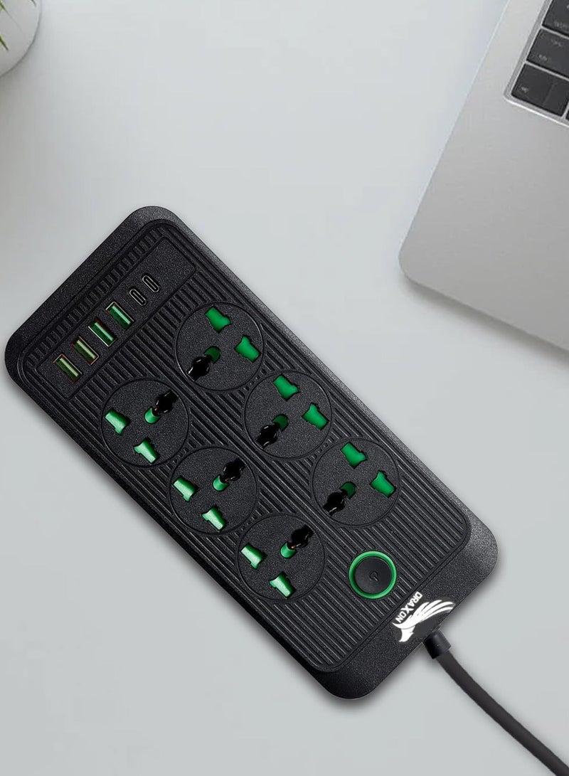Power Strips Extension Cord 6 Outlets, Power Socket with 6 USB Ports Universal Charging Socket with 3M Socket