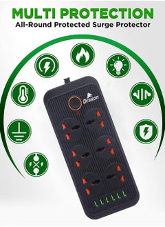 Draxon Power Strips Extension Cord 6 Outlets, Power Socket with 6 USB Ports Universal Charging Socket with 3M Socket  - Image 2