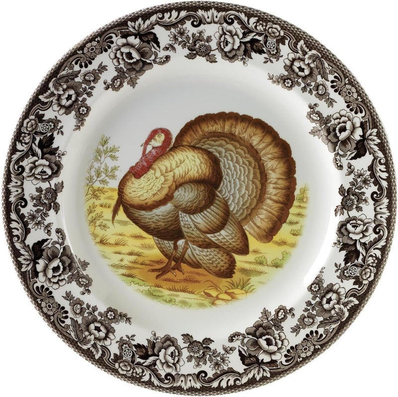 Spode Spode Woodland Turkey Salad Plates Set of 4 8  Perfect for Thanksgiving and Other Special Occasions  Made in England from Fine Earthenware  Microwave and Dishwasher Safe  - Image 1