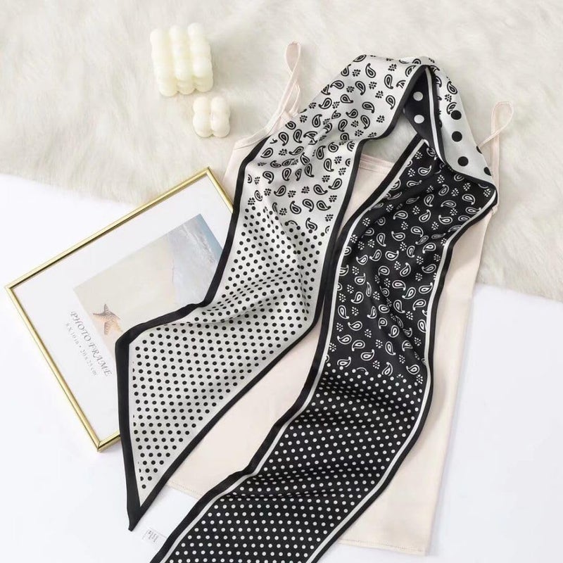 Julunar Hair Scarf for Women Silky Long Neck Head Scarves Purse Bag Scarfs for Handbag Satin Headscarf - Image 4