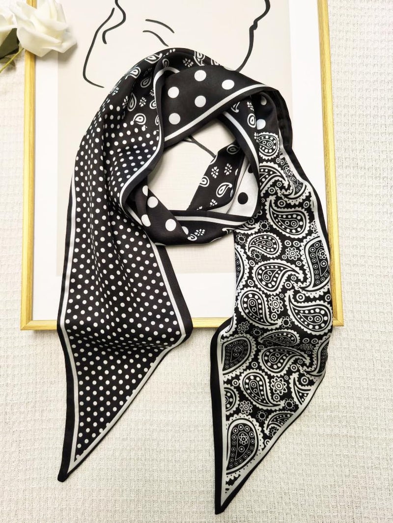 Julunar Hair Scarf for Women Silky Long Neck Head Scarves Purse Bag Scarfs for Handbag Satin Headscarf - Image 3