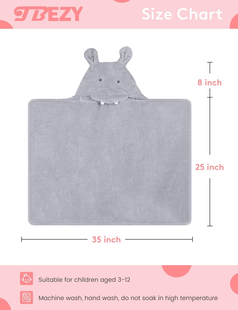 TBEZY Baby Hooded Towel with Unique Animal Design Ultra Soft Thick Cotton Bath Towel for Newborn (Hippo) - Image 2