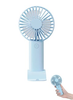 Portable Hand Held Fan, Multifunctional Folding Desktop Small Electric Fan, 4000mAh Battery Operated Rechargeable Personal Fan(Blue)