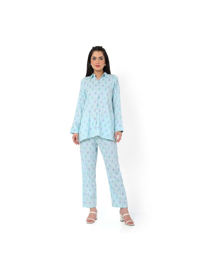 هانا آند سارا طقم كاجوال أنيق مطبوع من الفيسكوز للنساء - قفطان عربي جلابية - Image 1