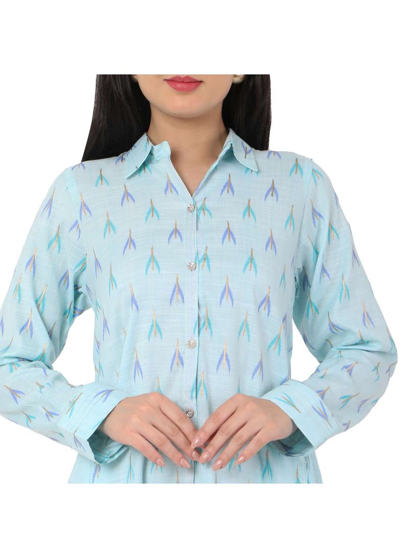 هانا آند سارا طقم كاجوال أنيق مطبوع من الفيسكوز للنساء - قفطان عربي جلابية - Image 3