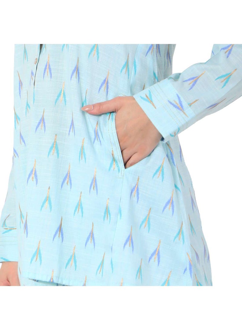 هانا آند سارا طقم كاجوال أنيق مطبوع من الفيسكوز للنساء - قفطان عربي جلابية - Image 4