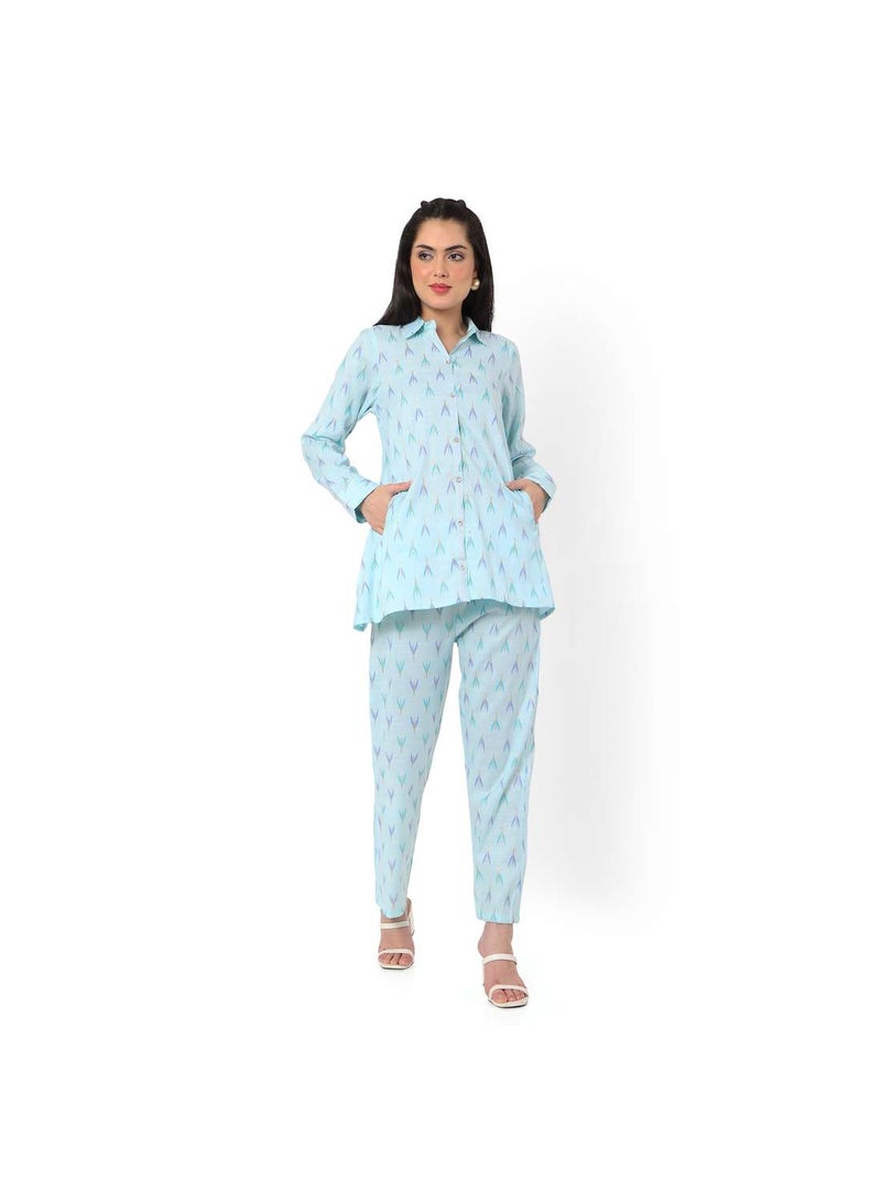 هانا آند سارا طقم كاجوال أنيق مطبوع من الفيسكوز للنساء - قفطان عربي جلابية - Image 5