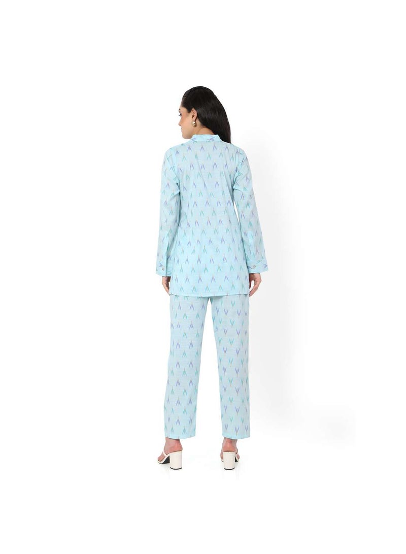 هانا آند سارا طقم كاجوال أنيق مطبوع من الفيسكوز للنساء - قفطان عربي جلابية - Image 2