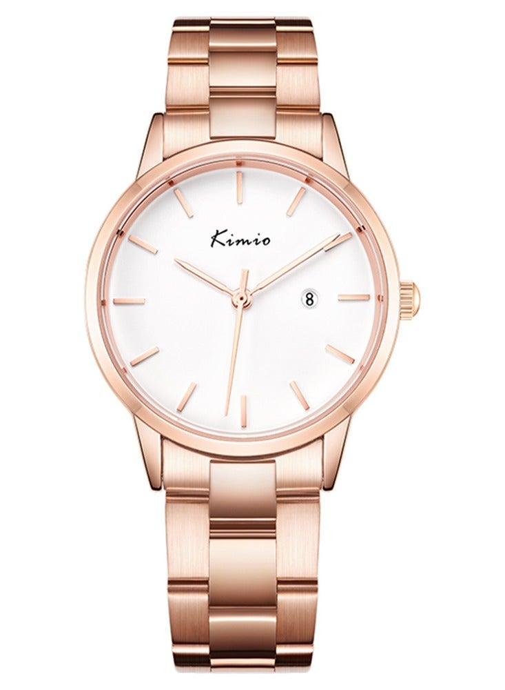 KIMIO Casual Elegant Ladies Stainless Steel Waterproof Quartz Wrist Watch - 32mm Dial, 30M Water Resistant, Perfect for Dating, Commute, and Daily Use - Ideal Gift for Women - Image 1