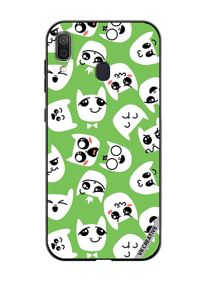 VR CREATIVE Protective Case Cover For Samsung Galaxy A30 Doodle Cat Emoticons Design Multicolour - Image 1