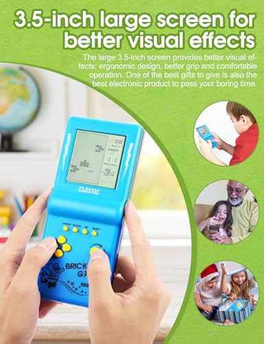 HLF 35inch Large Screen Retro Brick Game Console for the 80s90s Building Block RacingTank Game Builtin 23 Classic Games Nostalgic Puzzle Childrens Console Blue - Image 5