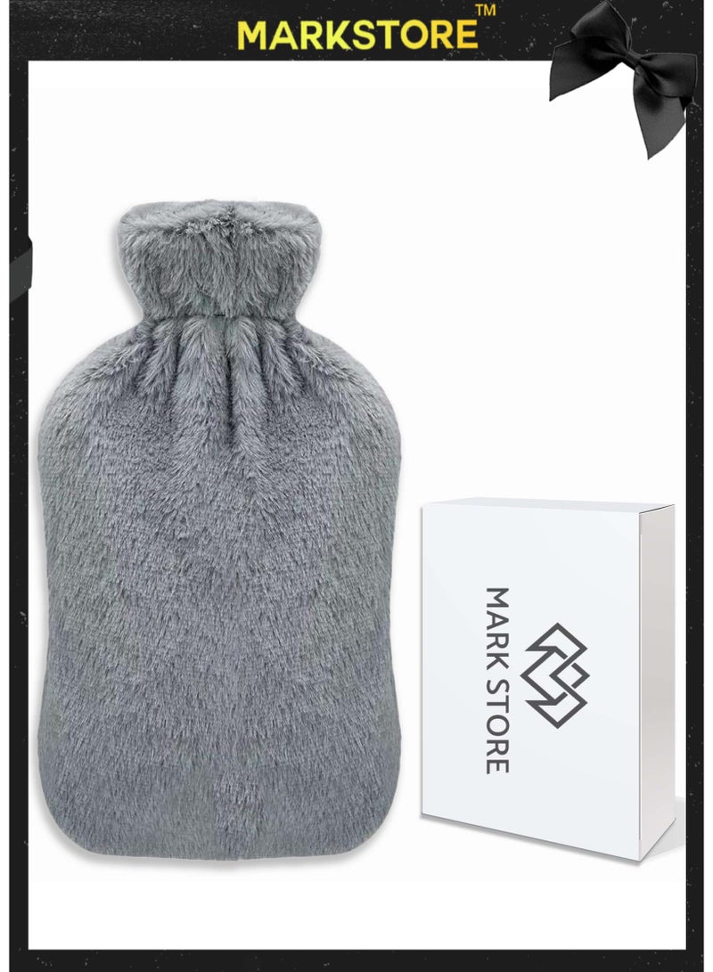 MARK STORE Hot Water Bottle with Soft Cover 2 Liter, Classic Rubber Hot Water Bag for Cramps, Neck, Shoulders Pain Relief, Hot Cold Pack for Hot and Cold Therapy and Feet Warmer - Image 1