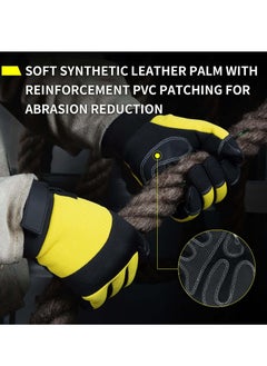 KASTWAVE Leather Work Gloves,  Heavy Duty Gardening Gloves, Tough Cowhide Garden Gloves Thorn Proof Work Gloves for Garden Tools Pruning Shears Bricklaying, Ladies and Men (Yellow, Large)  - Image 4