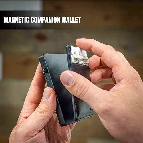 Faraday Defense Faraday Wallet RFID Blocking Aluminum Credit Card Holder Slim Minimalist Wallet Locking Button Release MagSafe Compatible Money Clip Genuine Leather Faraday Companion Wallet - Image 3