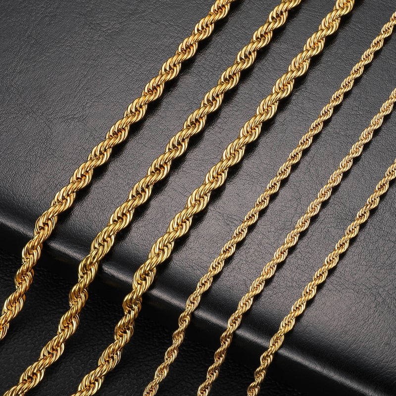 Stainless Steel Twist Chain Vacuum Plated Gold Necklace Fashionable Hip Hop Jewelry Matching Chain Clavicle Chain Men'S Necklace - Image 5