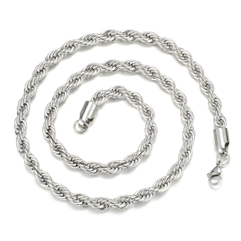 Stainless Steel Twist Chain Vacuum Plated Gold Necklace Fashionable Hip Hop Jewelry Matching Chain Clavicle Chain Men'S Necklace - Image 1
