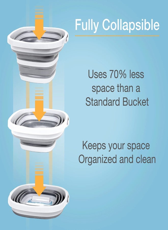 Brookstone Collapsible Bucket, Foldable Cleaning Bucket with Handle, Household Essentials Cleaning Basin and Dust Mop Bucket, Collapsible Wash Basin for Car Cleaning, [2.6 Gal. 10L] Square, White - Image 2