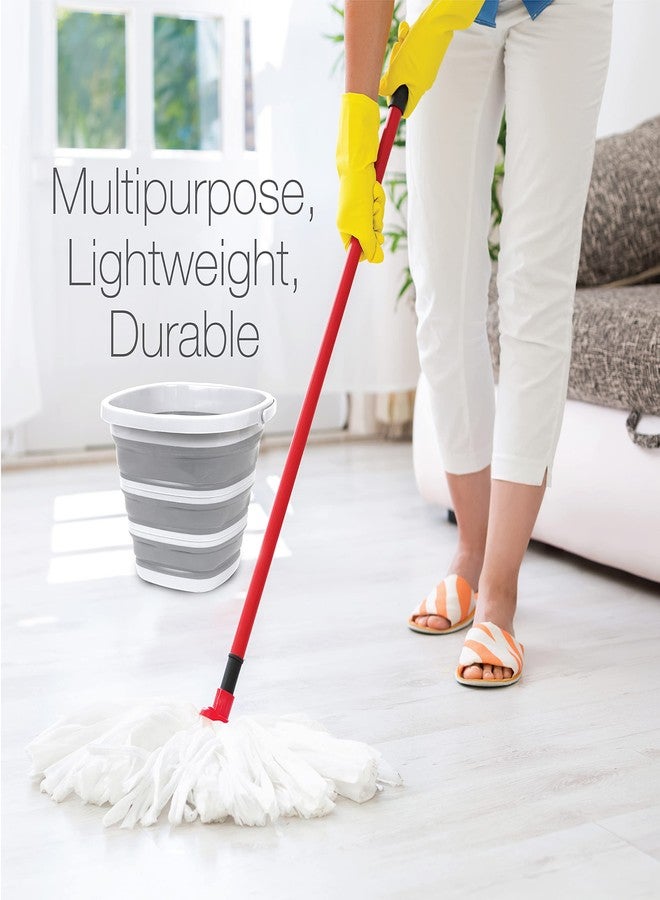 Brookstone Collapsible Bucket, Foldable Cleaning Bucket with Handle, Household Essentials Cleaning Basin and Dust Mop Bucket, Collapsible Wash Basin for Car Cleaning, [2.6 Gal. 10L] Square, White - Image 3