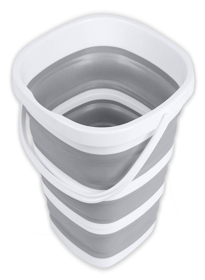 Brookstone Collapsible Bucket, Foldable Cleaning Bucket with Handle, Household Essentials Cleaning Basin and Dust Mop Bucket, Collapsible Wash Basin for Car Cleaning, [2.6 Gal. 10L] Square, White - Image 1