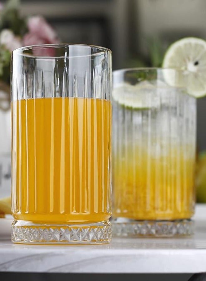 Vitacelli أكواب هاي بول سعة 14 أونصة سائلة، مجموعة من 6 أكواب شرب خالية من الرصاص بقاعدة ثقيلة، أكواب كولينز فاخرة للمياه/العصير/الكوكتيلات/المشروبات، أكواب زجاجية ذات مظهر مخطط جميل، آمنة للاستخدام في غسالة الأطباق - Image 3