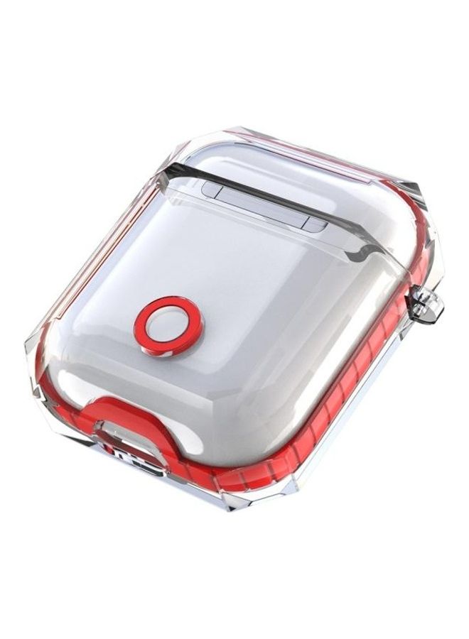 Wireless Earphones Charging Box Transparent TPU Protective Case for Apple AirPods 1/2 Red - Image 4