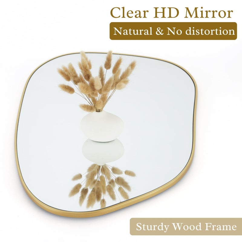 PERFNIQUE Irregular Wall Mirror Asymmetrical Mirror, 27''x19'' Gold Mirror for Bathroom Bedroom Living Room Entryway, Decorative Modern Wall Decor, Wall Mounted Mirror (Gold, 27''x19'') - Image 4