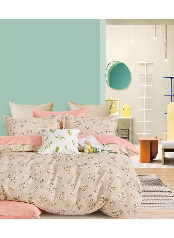 طقم سرير ملكي فاخر (6 قطع) – غطاء لحاف ناعم وقابل للتنفس 220x240 سم من القطن