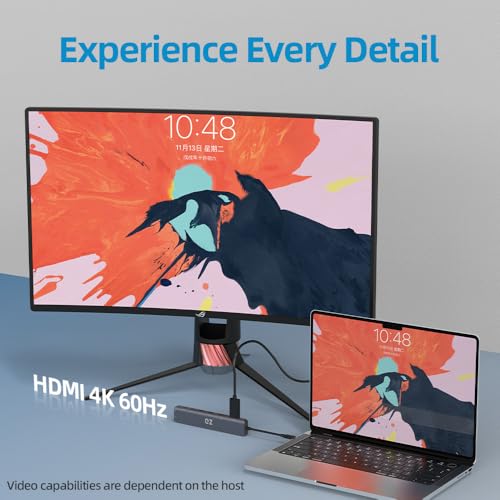 QZ [4K 60Hz, 9 in 1] QZ USB-C Hub with HDMI 4K 60Hz, USB Type C Dock, Laptop Docking Station Power Delivery Ethernet (Supports Nintendo Switch) Audio for PC Laptop Phones Office Work Stations [Aluminum] - Image 4