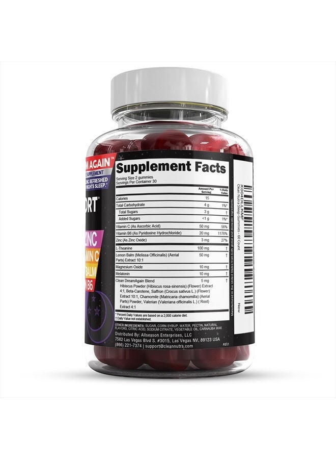 Clean Nutraceuticals Sleep Aid Melatonin Gummies | Valerian Root L-Theanine Vitamin B6 C Lemon Balm Magnesium Hibiscus Beta Carotene Saffron & Chamomile Rest Support Supplement Raspberry Flavor Dream Again by Clean Nutra - Image 5