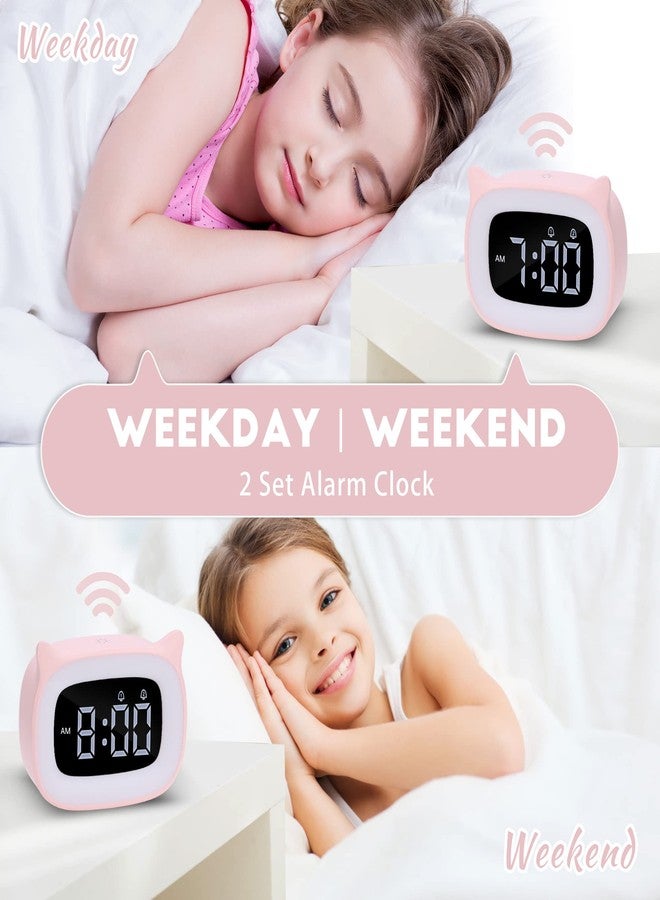 NESIFEE Pink Alarm Clock with Night Light, Cute Cat Alarm Clocks for Girls Toddlers Boys Birthday Gifts, Cute OK to Wake Alarm Clock for Kids Teens Bedrooms - Image 4