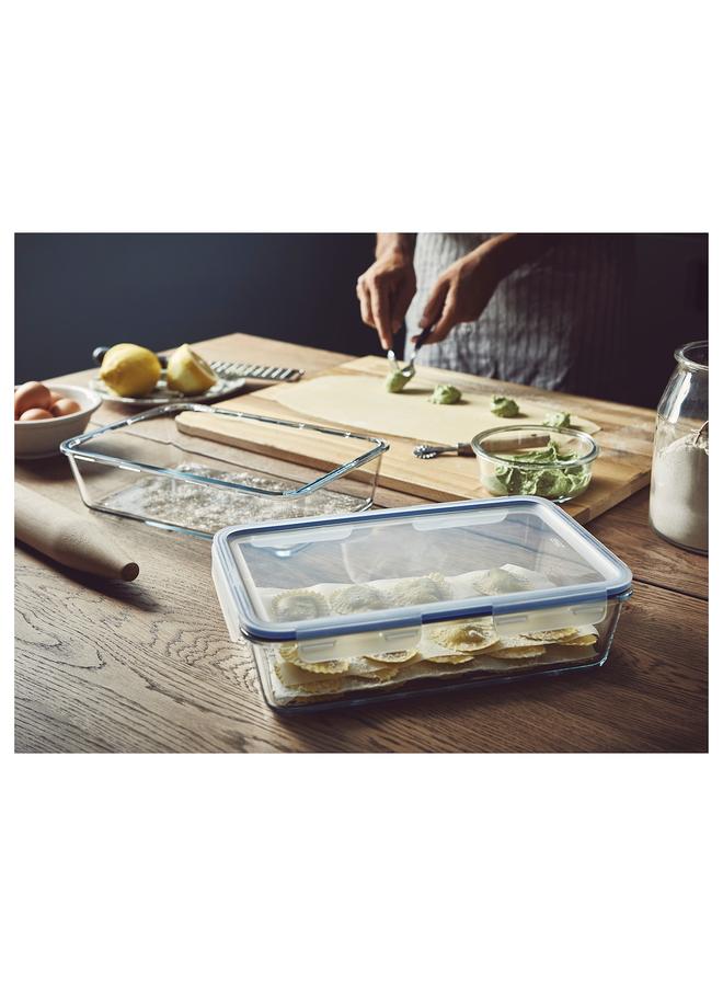 زبون وعاء طعام مع غطاء، مستطيل/بلاستيك زجاجي، 3.1 لتر - Image 3