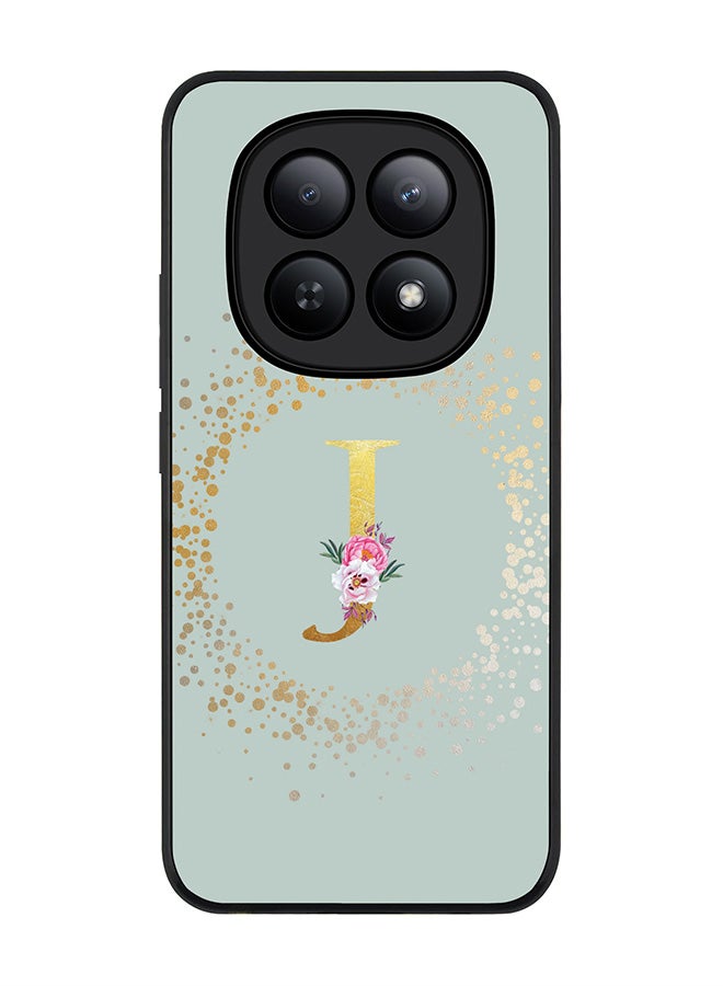 For Xiaomi Redmi Note 15 5G / Poco M8 Case,Slim fit Camera Protection, Shockproof Thin Phone cover  - Custom Monogram Floral - J  (Light Grey )