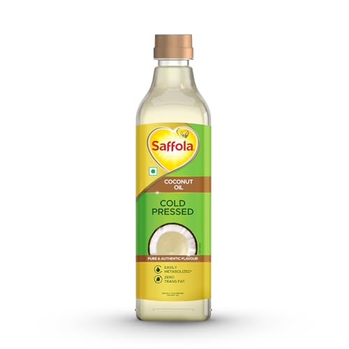 Saffola Cold Pressed Coconut Oil, 0 Trans fat, No chemicals or heat, Unrefined, 1L - Image 1