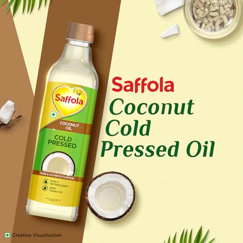 Saffola Cold Pressed Coconut Oil, 0 Trans fat, No chemicals or heat, Unrefined, 1L - Image 2