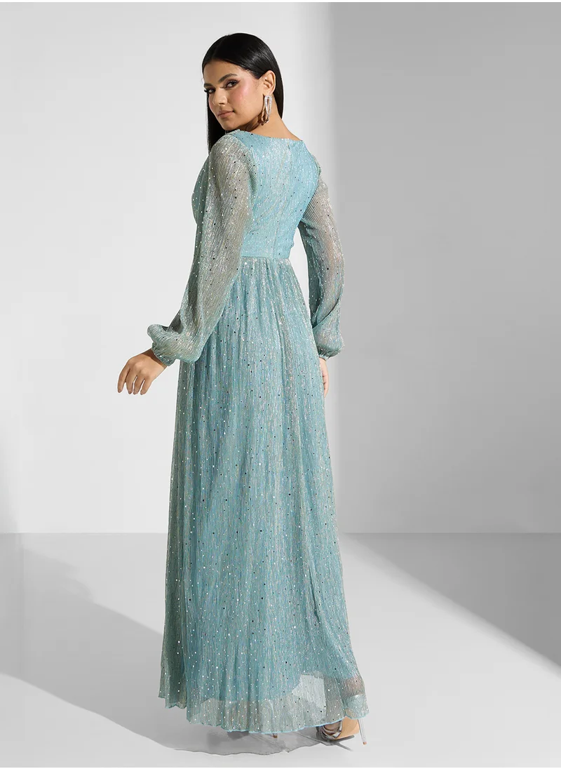 Khizana Shimmer Dress With Ruched Detail