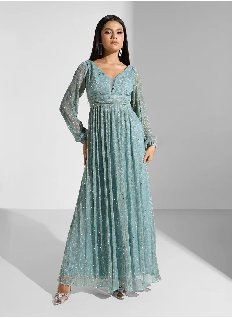 Khizana Shimmer Dress With Ruched Detail