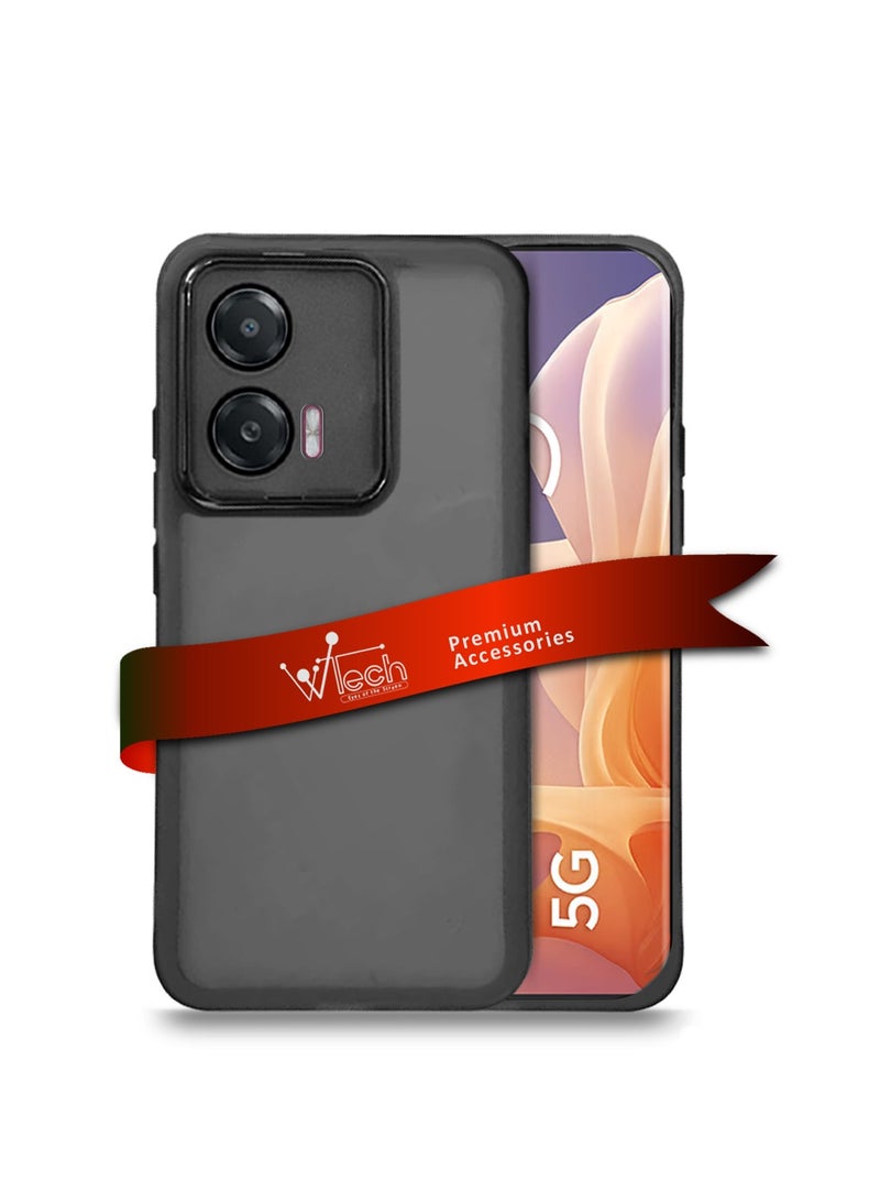 دبليو تيك موتورولا موتو G85 / موتورولا S50 نيو / موتورولا إيدج 50 فيوجن 5 جي 2024 ناعم شفاف TPU سيليكون هاتف رفيع للغاية أنيق مطلي بالكهرباء غطاء العلبة الخلفي للكاميرا - أسود - Image 1