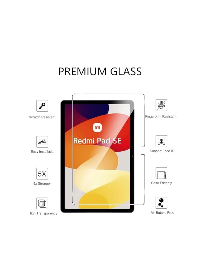 erorex 2 Pack Screen Protector Compatible With Xiaomi Redmi Pad Se 11 Inch 9H Hardness Anti Scratch Tempered Glass Flim Easy Installation  - Image 2