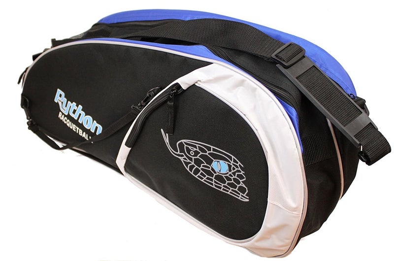 Python Racquetball Python Deluxe "3R" (3 Racquet) Racquetball Bag Series (Black/Blue) - Image 3