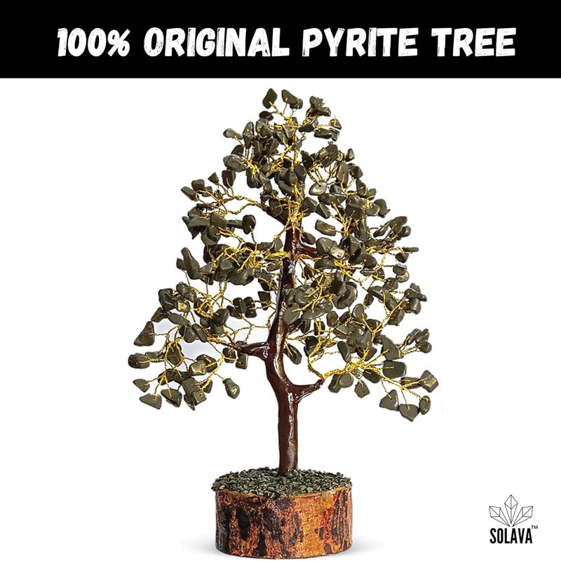 SOLAVA Pyrite Crystal Tree for Money Money Stone Tree for Wealth Confidence Vastu Correction Positive Energy Reiki Healing and Good Luck 300 Beads 1012 Inches - Image 2