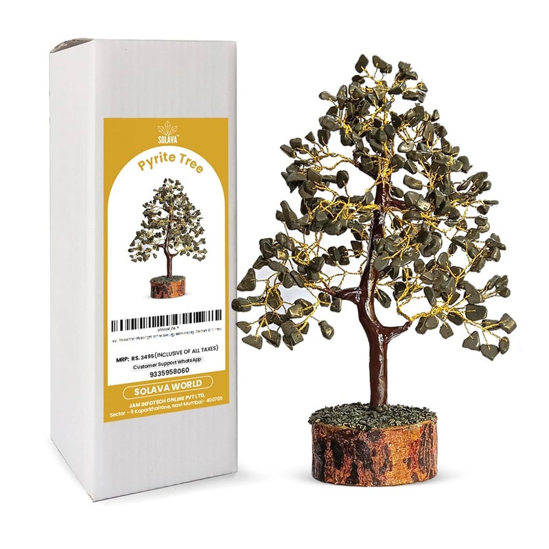 SOLAVA Pyrite Crystal Tree for Money Money Stone Tree for Wealth Confidence Vastu Correction Positive Energy Reiki Healing and Good Luck 300 Beads 1012 Inches - Image 3