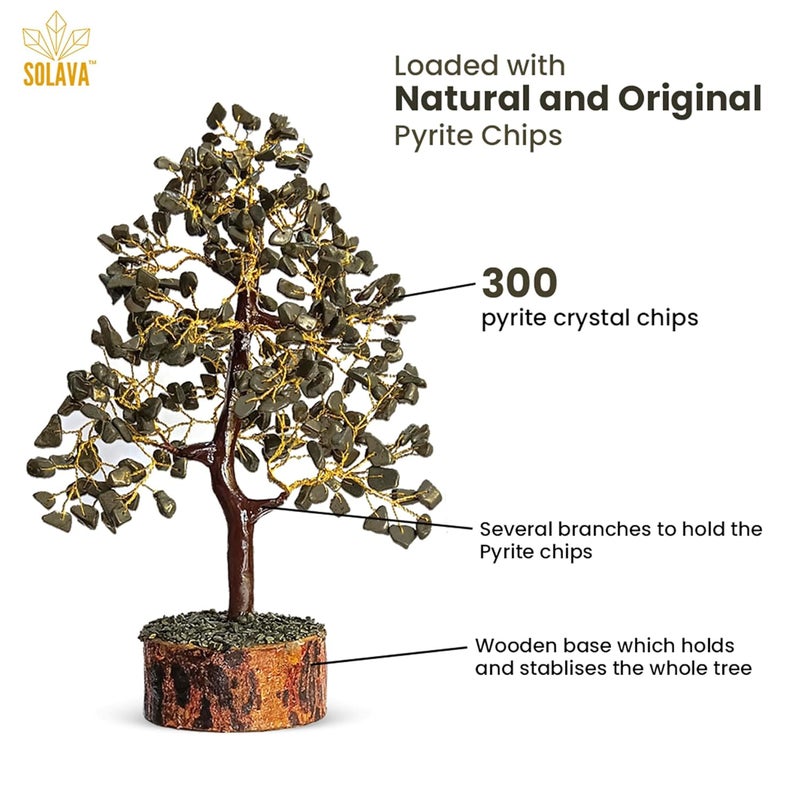 SOLAVA Pyrite Crystal Tree for Money Money Stone Tree for Wealth Confidence Vastu Correction Positive Energy Reiki Healing and Good Luck 300 Beads 1012 Inches - Image 5