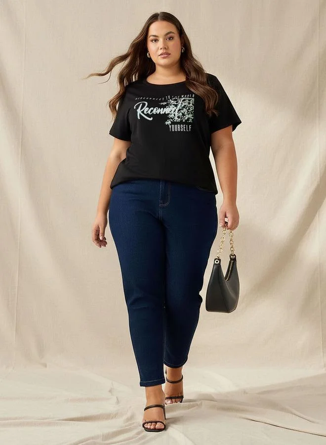 Ulla Popken Ulla Popken Relaxed Fit T shirt with Graphic Print
