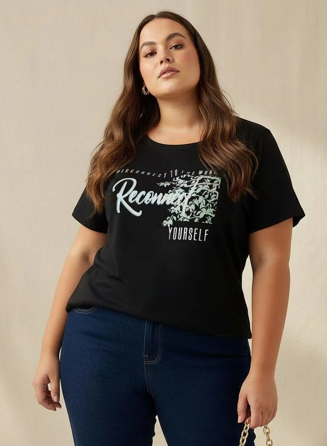 Ulla Popken Ulla Popken Relaxed Fit T shirt with Graphic Print