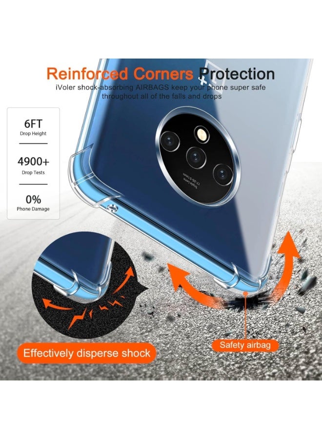 جراب متوافق مع OnePlus 7T، غطاء شفاف من السيليكون (TPU) مقاوم للصدمات، مزود بحماية للكاميرا وزوايا معززة ضد الصدمات - شفاف. - Image 4