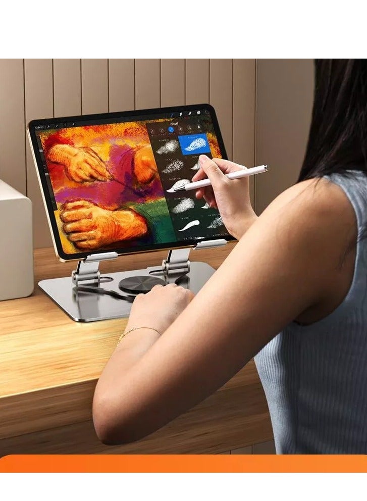 Generic Carbon Steel 360°  Swivel Folding Tablet Stand Portable Tablet Holder for up to 14 inch , Ergonomic Tablet Stand for Desk, Foldable Laptop Holder Suitable for 11 to 14 inch Tablet  - Image 4