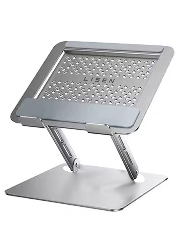 ليسن حامل كمبيوتر محمول من Lisen قابل للطي وقابل للتعديل الارتفاع، مصنوع من الألومنيوم المريح وجيد التهوية، حامل كمبيوتر محمول للمكتب، متوافق مع أجهزة الكمبيوتر المحمولة (10-15.6 بوصة) | فضي - Image 1