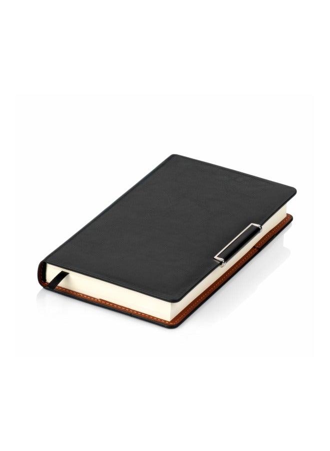 Dolphin Dolphin Classic A5 Lined Leather Notebook – 156 Sheets, Black, Professional Journal Diary, Premium PU Cover for Office & School Use  - Image 1