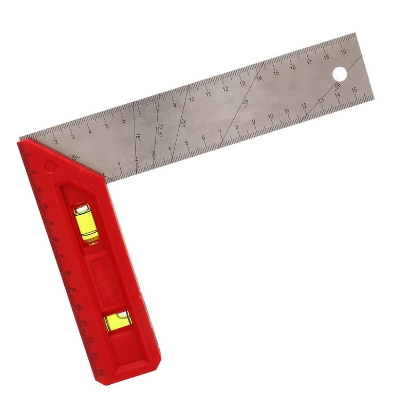 مربع النجارة المحترف 20 سم مع فقاعة مستوى مسطرة القياس الدقيقة للنجار - Image 5