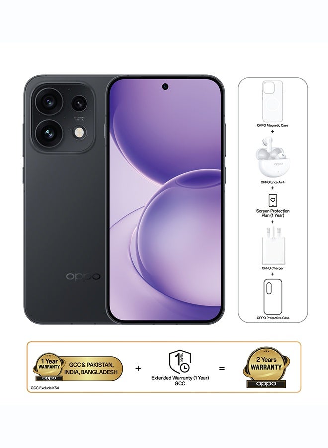 OPPO Reno16 Pro AI Phone Dual SIM 5G Staright Black 12GB RAM 512GB With OPPO Enco Air4 + OPPO Magnetic Case - Middle East Version - Image 1
